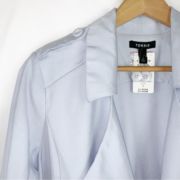 NWT Torrid Twill Drape Front Jacket Blue - Picture 5 of 10
